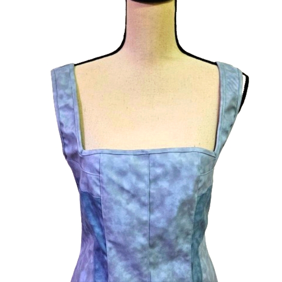 Pretty Little Thing Blue Contrast Panel Faux Leather Bodycon Dress, Size 10,NWT - Picture 4 of 16